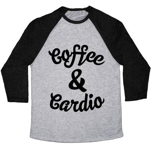Virgin Teez  Baseball Tee Unisex Tri-Blend Baseball Tee / small / Athletic Gray / Black COFFEE & CARDIO UNISEX TRI-BLEND BASEBALL TEE