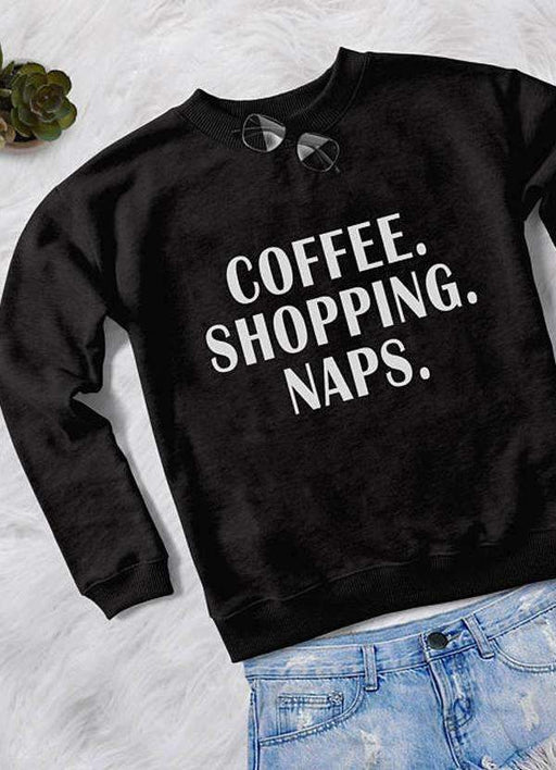 Sadaf Hamid Sweat Shirt Small COFFEE SHOPPING NAPS WOMEN SWEAT SHIRT