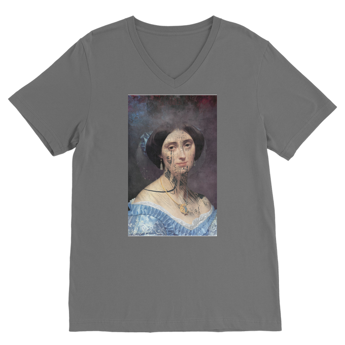VIRGIN TEEZ Men T-Shirts Dark Grey / Unisex / S collage Classic V-Neck T-Shirt