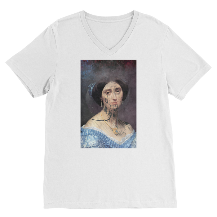 VIRGIN TEEZ Men T-Shirts White / Unisex / S collage Premium V-Neck T-Shirt