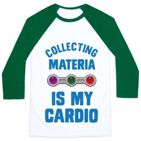Virgin Teez  Baseball Tee Unisex Classic Baseball Tee / x-small / White/Dark Green COLLECTING MATERIA IS MY CARDIO UNISEX CLASSIC BASEBALL TEE
