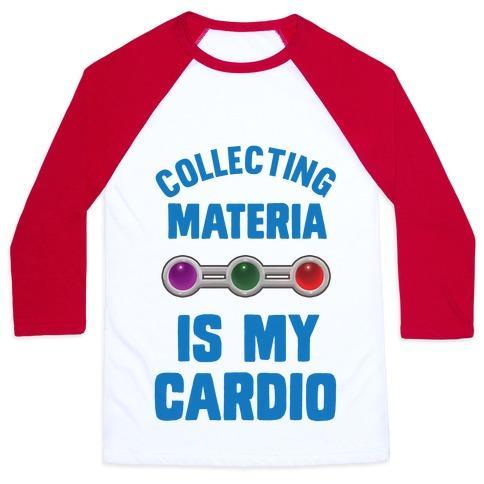 Virgin Teez  Baseball Tee Unisex Classic Baseball Tee / x-small / White/Red COLLECTING MATERIA IS MY CARDIO UNISEX CLASSIC BASEBALL TEE