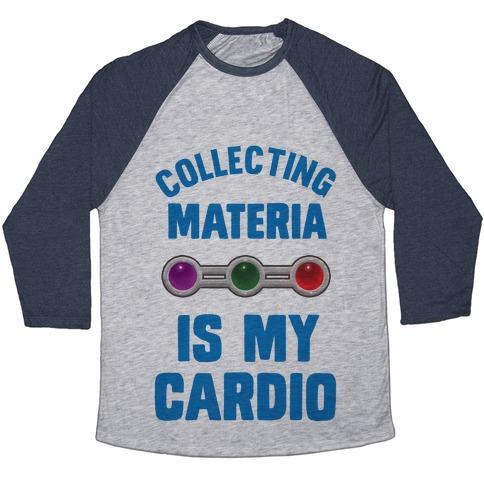 Virgin Teez  Baseball Tee Unisex Tri-Blend Baseball Tee / small / Athletic Gray / Navy COLLECTING MATERIA IS MY CARDIO UNISEX TRI-BLEND BASEBALL TEE
