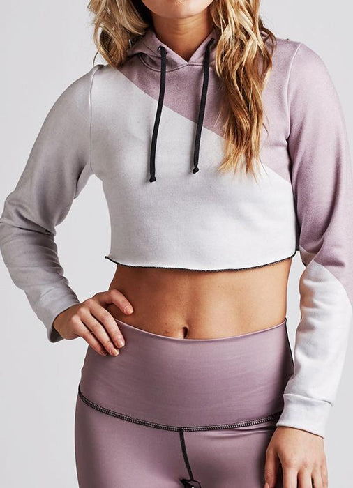 Virgin Teez Pull Over Hoodie Colorblock Pink Crop Hoodie