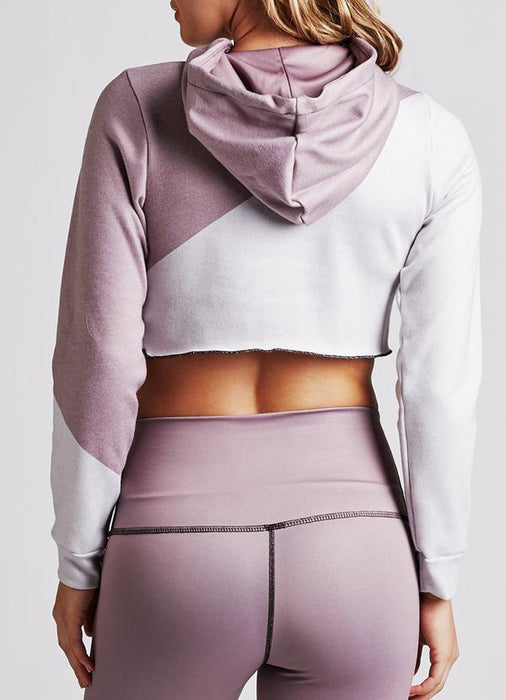 Virgin Teez Pull Over Hoodie Colorblock Pink Crop Hoodie