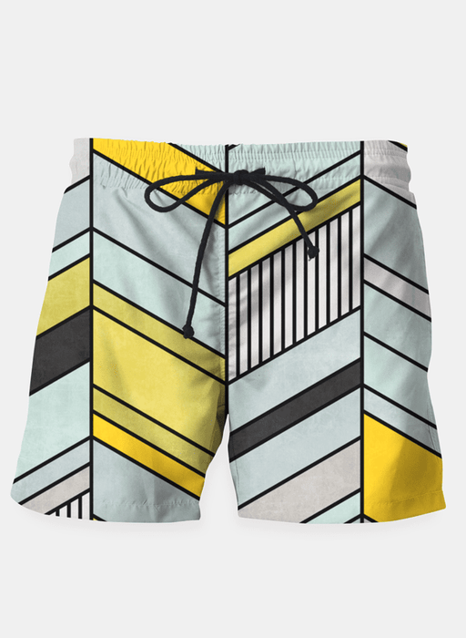 Ayaz Ahmed Shorts SMALL (28"-18") Colorful Concrete Abstract Chevron Pattern Shorts