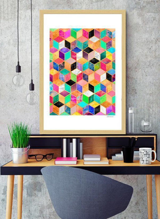 LUVD Framed Art Prints 8" x 11" / Black Colorful Cubes  Frame