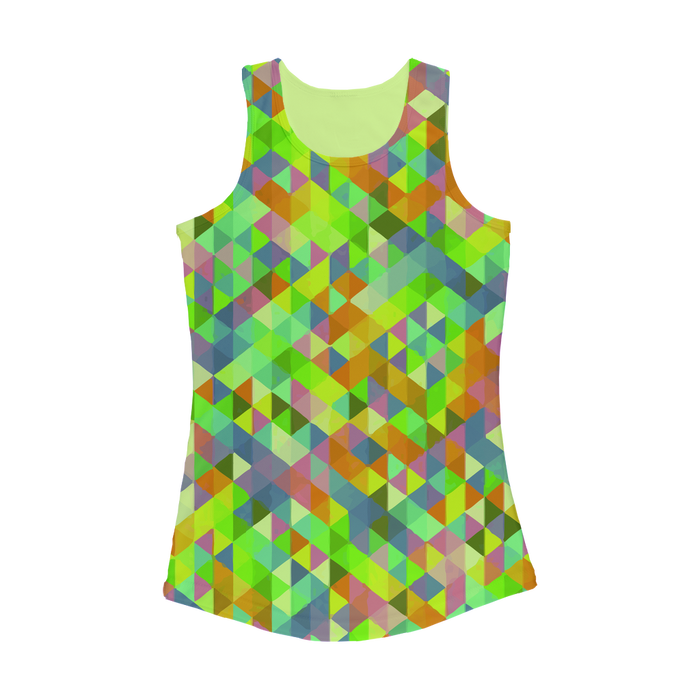 VIRGIN TEEZ Women Tank top Electric Green / XS Colorful Geometric Blast Women Performance Tank Top