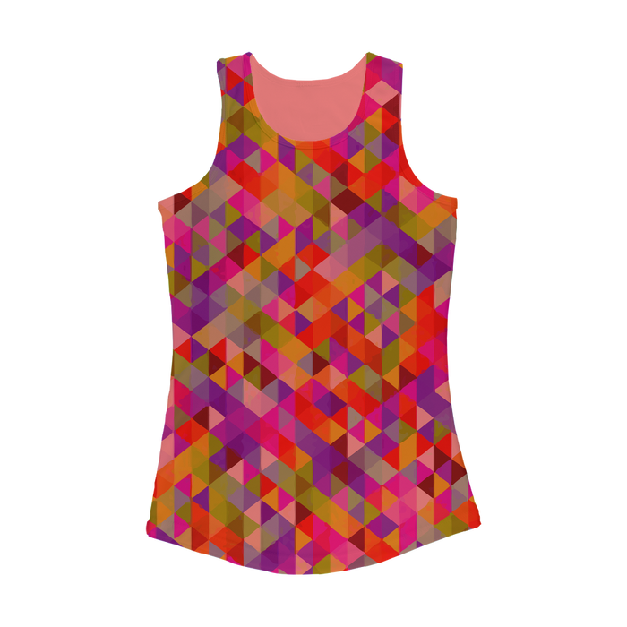 VIRGIN TEEZ Women Tank top Electric Pink / XS Colorful Geometric Blast Women Performance Tank Top