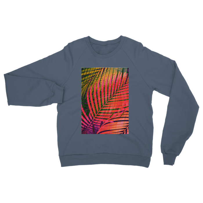 VIRGIN TEEZ Sweat shirt Airforce Blue / S COLORFUL TROPICAL LEAVES no4 Classic Adult Sweatshirt