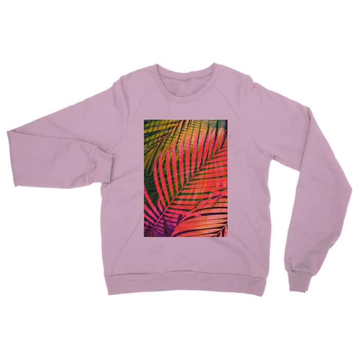 VIRGIN TEEZ Sweat shirt Light Pink / S COLORFUL TROPICAL LEAVES no4 Classic Adult Sweatshirt
