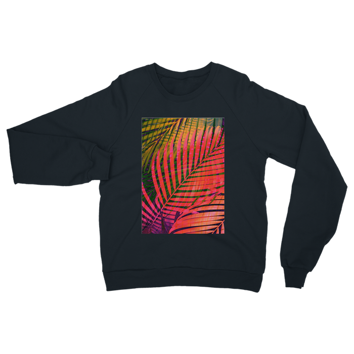 VIRGIN TEEZ Sweat shirt Navy / S COLORFUL TROPICAL LEAVES no4 Classic Adult Sweatshirt