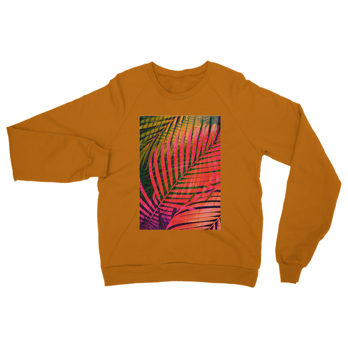 VIRGIN TEEZ Sweat shirt Orange / S COLORFUL TROPICAL LEAVES no4 Classic Adult Sweatshirt