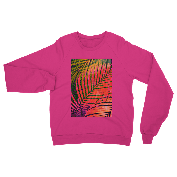 VIRGIN TEEZ Sweat shirt Safety Pink / S COLORFUL TROPICAL LEAVES no4 Classic Adult Sweatshirt