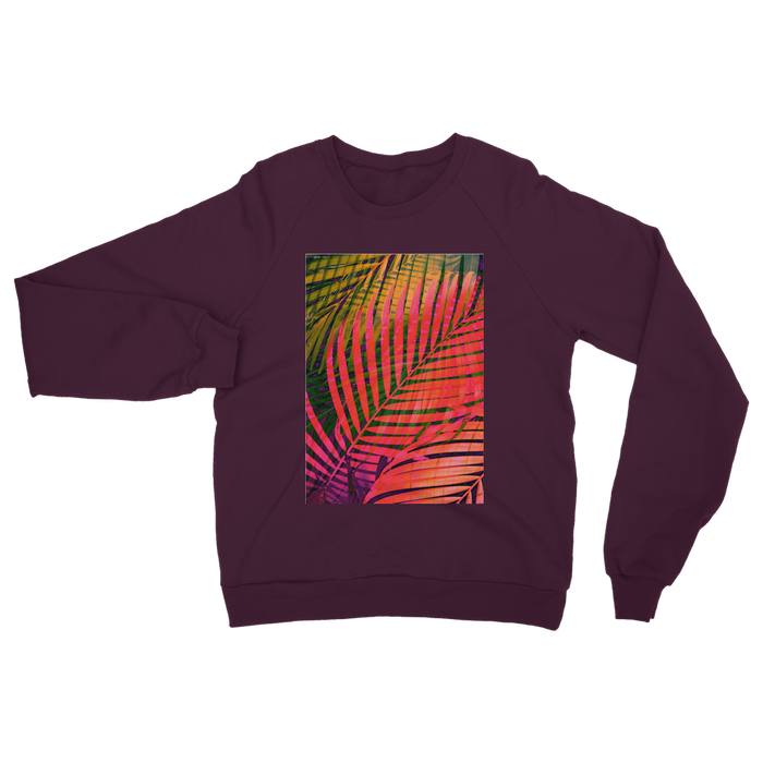 VIRGIN TEEZ Sweat shirt Burgundy / S COLORFUL TROPICAL LEAVES no4 Classic Adult Sweatshirt