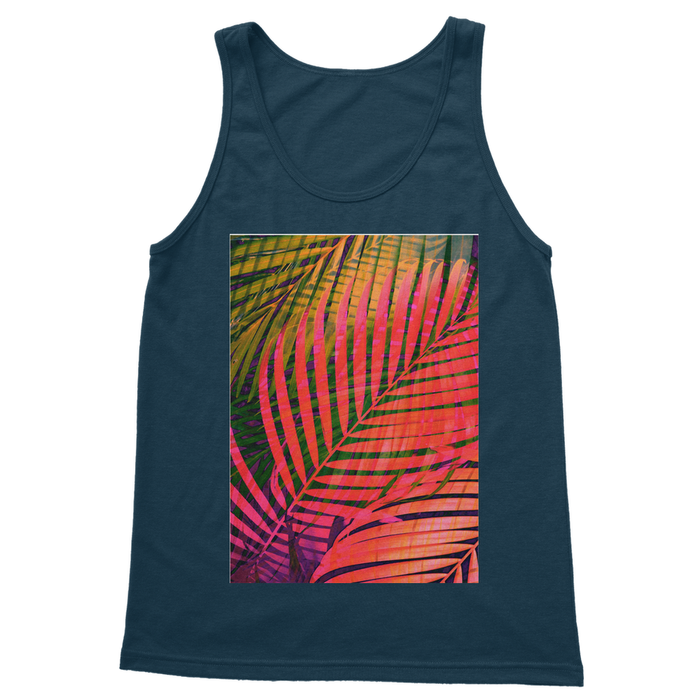 VIRGIN TEEZ Women Tank top Navy / S COLORFUL TROPICAL LEAVES no4 Classic Women's Tank Top
