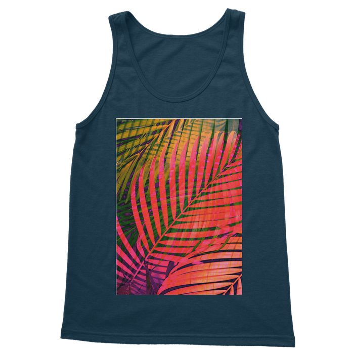 VIRGIN TEEZ Women Tank top Navy / S COLORFUL TROPICAL LEAVES no4 Classic Women's Tank Top