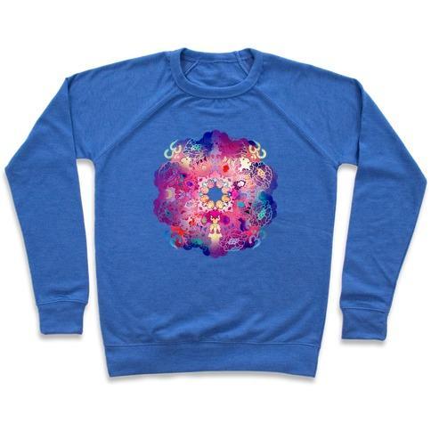 Virgin Teez  Pullover Crewneck Sweatshirt / x-small / Heathered Blue COLORFUL YOGA TEE CREWNECK SWEATSHIRT