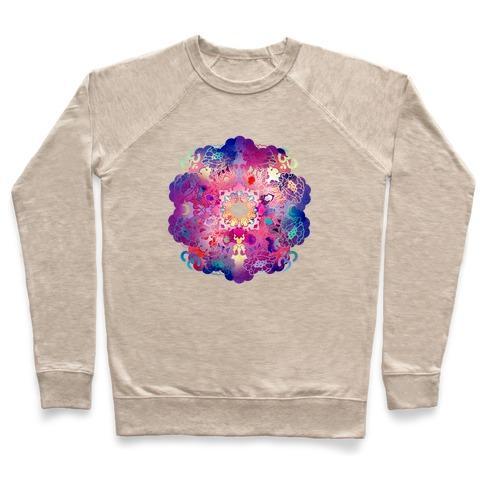 Virgin Teez  Pullover Crewneck Sweatshirt / x-small / Heathered Oatmeal COLORFUL YOGA TEE CREWNECK SWEATSHIRT