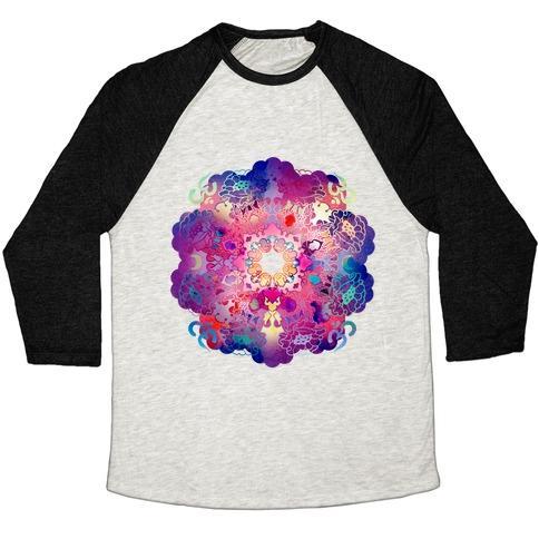 Virgin Teez  Baseball Tee Unisex Tri-Blend Baseball Tee / small / Oatmeal / Black COLORFUL YOGA TEE UNISEX TRI-BLEND BASEBALL TEE