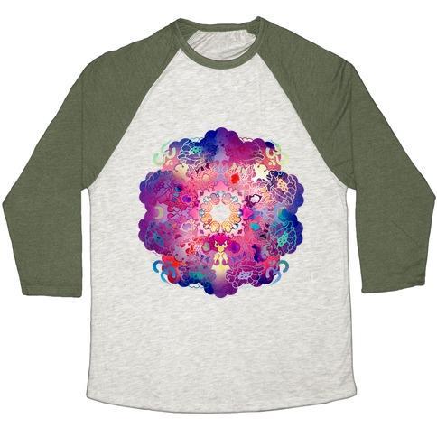 Virgin Teez  Baseball Tee Unisex Tri-Blend Baseball Tee / small / Oatmeal / Moss COLORFUL YOGA TEE UNISEX TRI-BLEND BASEBALL TEE