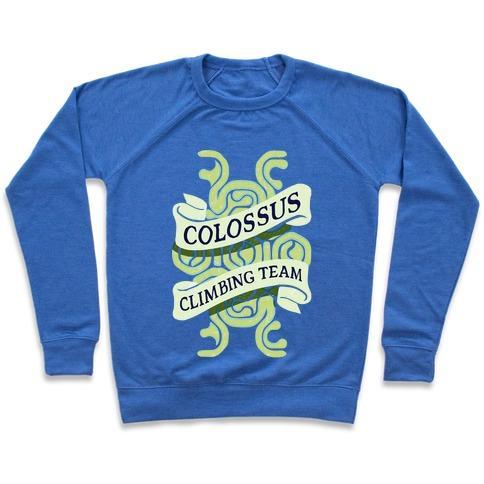 Virgin Teez  Pullover Crewneck Sweatshirt / x-small / Heathered Blue COLOSSUS CLIMBING TEAM CREWNECK SWEATSHIRT