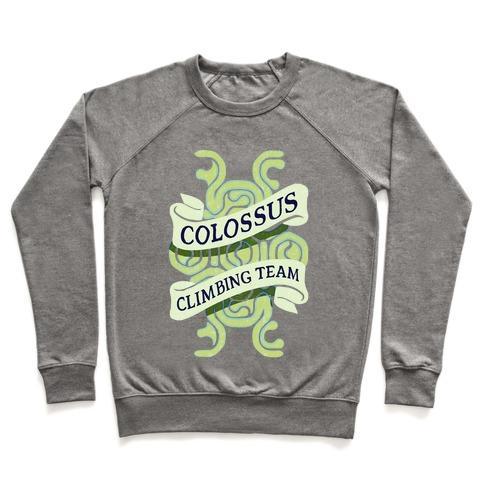 Virgin Teez  Pullover Crewneck Sweatshirt / x-small / Heathered Gray COLOSSUS CLIMBING TEAM CREWNECK SWEATSHIRT