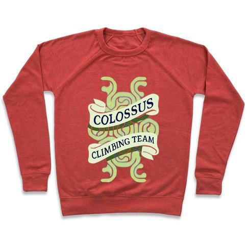 Virgin Teez  Pullover Crewneck Sweatshirt / x-small / Heathered Red COLOSSUS CLIMBING TEAM CREWNECK SWEATSHIRT