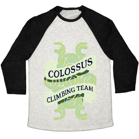 Virgin Teez  Baseball Tee Unisex Tri-Blend Baseball Tee / small / Oatmeal / Black COLOSSUS CLIMBING TEAM UNISEX TRI-BLEND BASEBALL TEE