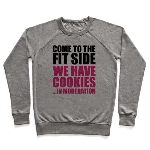 Virgin Teez  Pullover Crewneck Sweatshirt / x-small / Heathered Gray COME TO THE FIT SIDE CREWNECK SWEATSHIRT