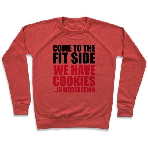 Virgin Teez  Pullover Crewneck Sweatshirt / x-small / Heathered Red COME TO THE FIT SIDE CREWNECK SWEATSHIRT