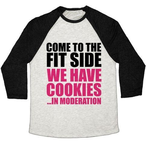 Virgin Teez  Baseball Tee Unisex Tri-Blend Baseball Tee / small / Oatmeal / Black COME TO THE FIT SIDE UNISEX TRI-BLEND BASEBALL TEE
