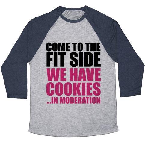 Virgin Teez  Baseball Tee Unisex Tri-Blend Baseball Tee / small / Athletic Gray / Navy COME TO THE FIT SIDE UNISEX TRI-BLEND BASEBALL TEE