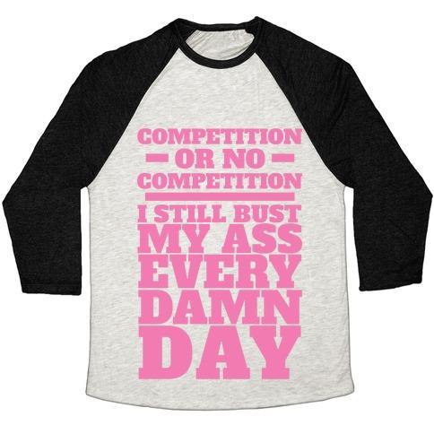 Virgin Teez  Baseball Tee Unisex Tri-Blend Baseball Tee / small / Oatmeal / Black COMPETITION OR NO COMPETITION UNISEX TRI-BLEND BASEBALL TEE