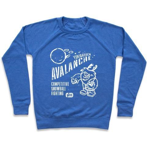 Virgin Teez  Pullover Crewneck Sweatshirt / x-small / Heathered Blue COMPETITIVE SNOWBALL FIGHTING CREWNECK SWEATSHIRT