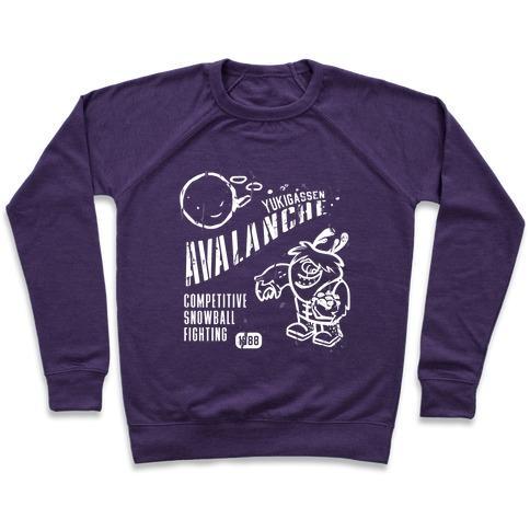 Virgin Teez  Pullover Crewneck Sweatshirt / x-small / Purple COMPETITIVE SNOWBALL FIGHTING CREWNECK SWEATSHIRT