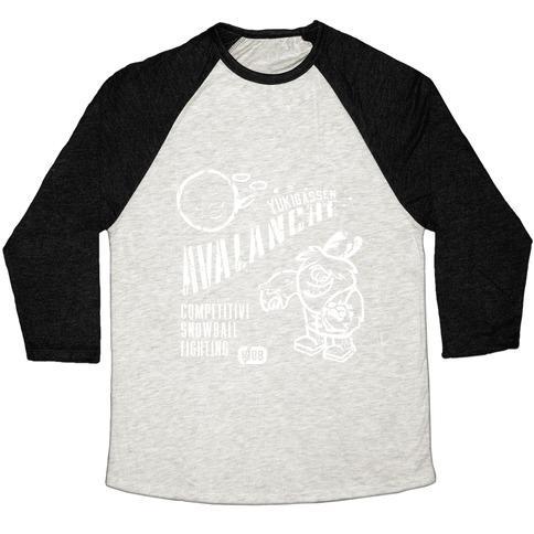Virgin Teez  Baseball Tee Unisex Tri-Blend Baseball Tee / small / Oatmeal / Black COMPETITIVE SNOWBALL FIGHTING UNISEX TRI-BLEND BASEBALL TEE