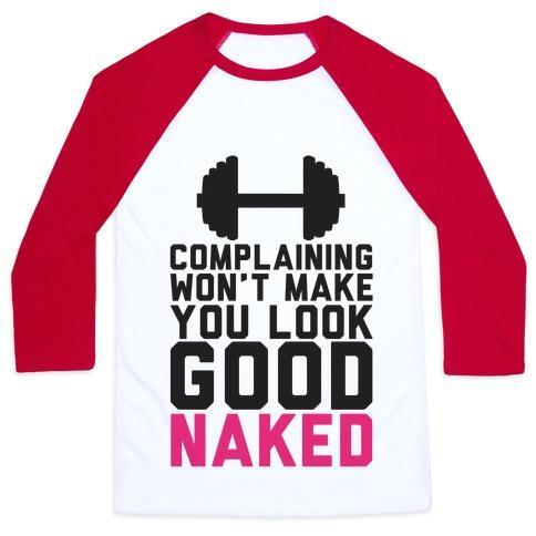Virgin Teez  Baseball Tee Unisex Classic Baseball Tee / x-small / White/Red COMPLAINING WON'T MAKE YOU LOOK GOOD NAKED UNISEX CLASSIC BASEBALL TEE