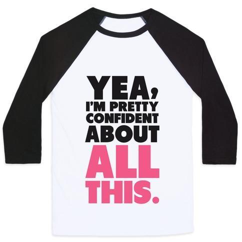 Virgin Teez  Baseball Tee Unisex Classic Baseball Tee / x-small / White/Black CONFIDENT ABOUT ALL THIS UNISEX CLASSIC BASEBALL TEE