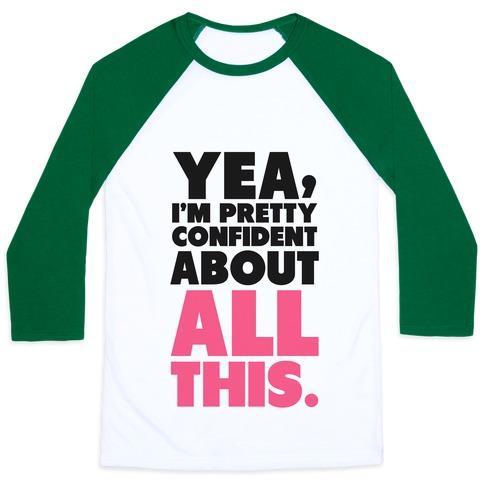 Virgin Teez  Baseball Tee Unisex Classic Baseball Tee / x-small / White/Dark Green CONFIDENT ABOUT ALL THIS UNISEX CLASSIC BASEBALL TEE