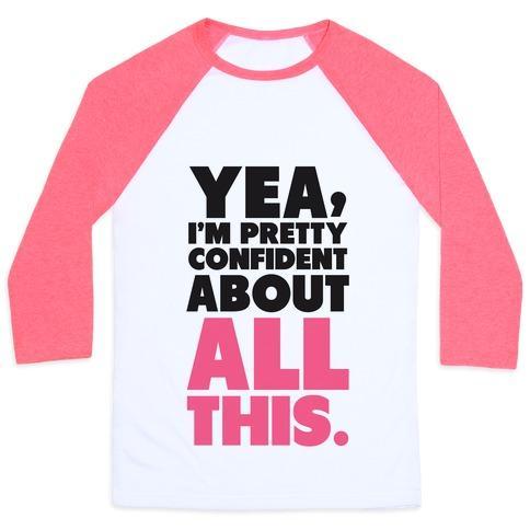 Virgin Teez  Baseball Tee Unisex Classic Baseball Tee / x-small / White/Neon Pink CONFIDENT ABOUT ALL THIS UNISEX CLASSIC BASEBALL TEE