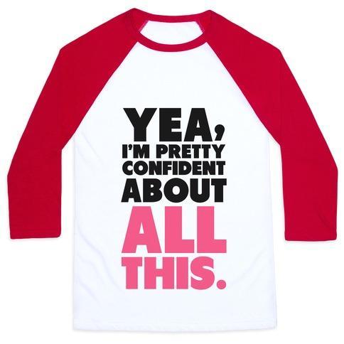 Virgin Teez  Baseball Tee Unisex Classic Baseball Tee / x-small / White/Red CONFIDENT ABOUT ALL THIS UNISEX CLASSIC BASEBALL TEE