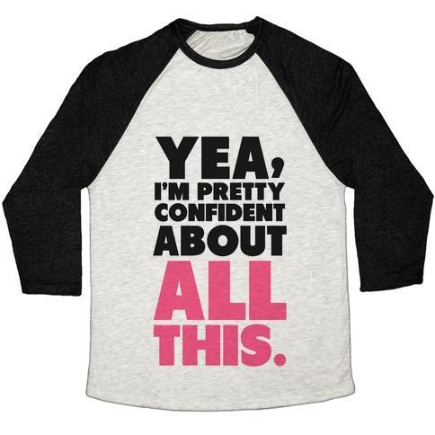 Virgin Teez  Baseball Tee Unisex Tri-Blend Baseball Tee / small / Oatmeal / Black CONFIDENT ABOUT ALL THIS UNISEX TRI-BLEND BASEBALL TEE
