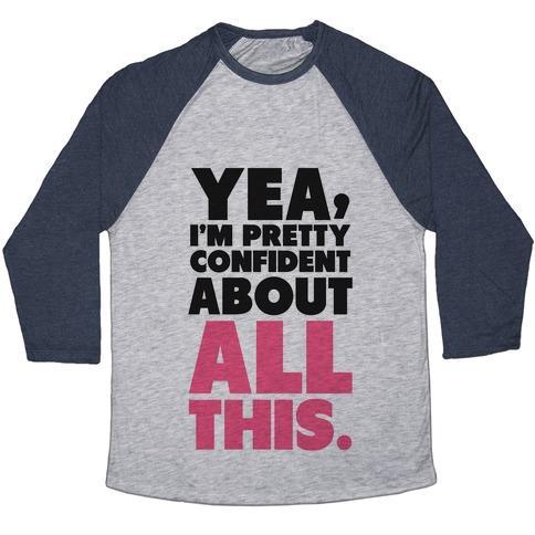 Virgin Teez  Baseball Tee Unisex Tri-Blend Baseball Tee / small / Athletic Gray / Navy CONFIDENT ABOUT ALL THIS UNISEX TRI-BLEND BASEBALL TEE