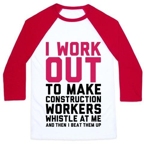 Virgin Teez  Baseball Tee Unisex Classic Baseball Tee / x-small / White/Red CONSTRUCTION WORKERS UNISEX CLASSIC BASEBALL TEE