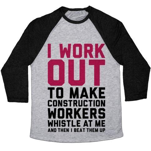 Virgin Teez  Baseball Tee Unisex Tri-Blend Baseball Tee / small / Athletic Gray / Black CONSTRUCTION WORKERS UNISEX TRI-BLEND BASEBALL TEE