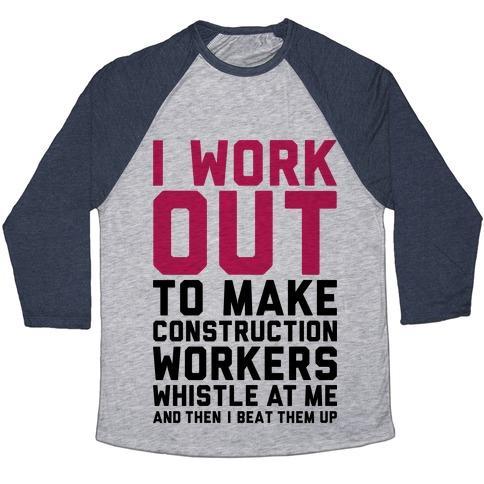 Virgin Teez  Baseball Tee Unisex Tri-Blend Baseball Tee / small / Athletic Gray / Navy CONSTRUCTION WORKERS UNISEX TRI-BLEND BASEBALL TEE