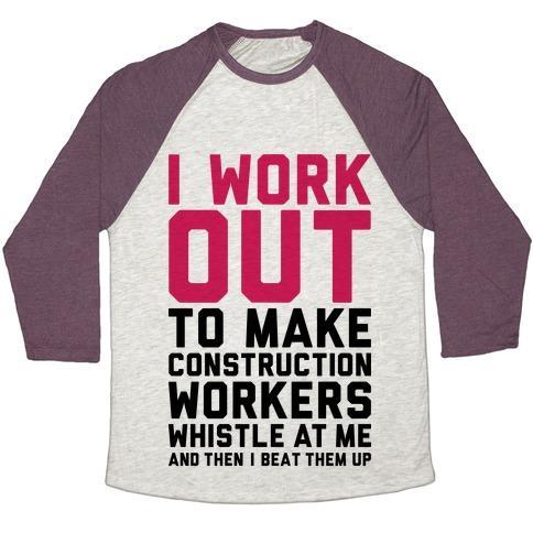 Virgin Teez  Baseball Tee Unisex Tri-Blend Baseball Tee / small / Oatmeal / Maroon CONSTRUCTION WORKERS UNISEX TRI-BLEND BASEBALL TEE