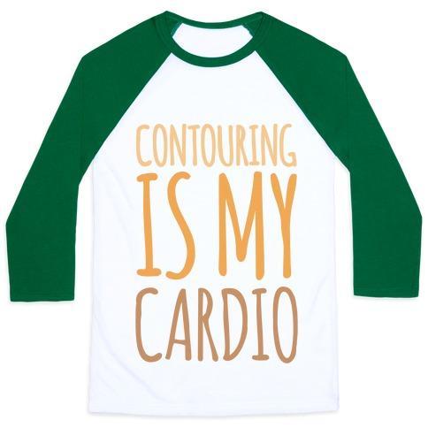 Virgin Teez  Baseball Tee Unisex Classic Baseball Tee / x-small / White/Dark Green CONTOURING IS MY CARDIO UNISEX CLASSIC BASEBALL TEE