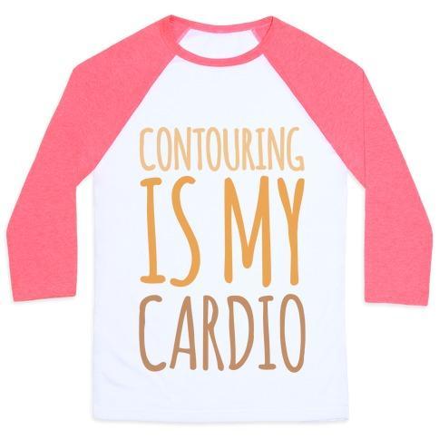 Virgin Teez  Baseball Tee Unisex Classic Baseball Tee / x-small / White/Neon Pink CONTOURING IS MY CARDIO UNISEX CLASSIC BASEBALL TEE
